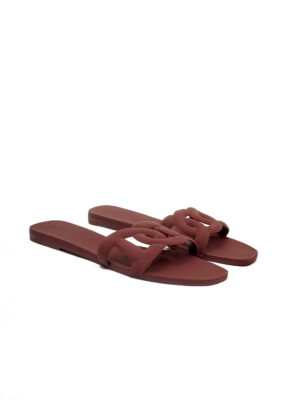 (2FOR60K)WINE WOVEN JELLY SLIDES