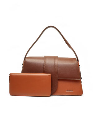 CHRIS KALLA3351 CAMEL FLAP TOTE