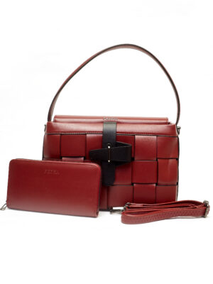 PEDRA56361 RED TEMPER WOVEN BOX BAG