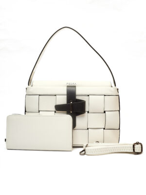 PEDRA56361 WHITE WOVEN BOX BAG