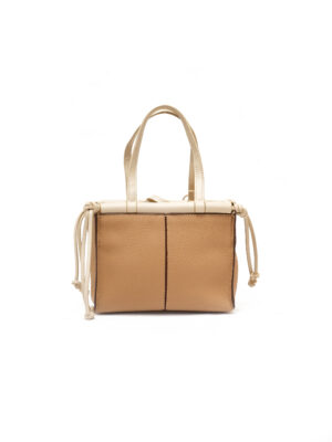 TAUPE X BEIGE SS1288 COLORBLOCK REFINED GRAIN MULTI TIE FUNCTION MINI TOTE