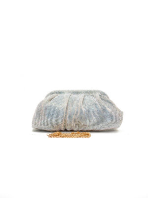 SILVER LUMINOUS RHINESTONE SLOUCH PARTY PURSE