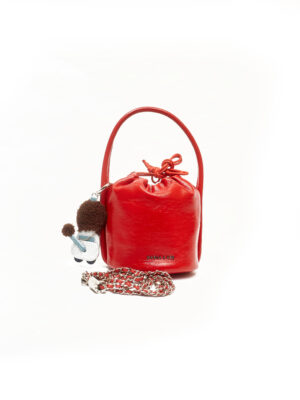 MASHA-ABE RED CRINKLED LEATHER BUCKET BAG