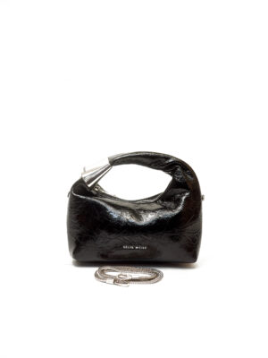 SELIN WEISS BLACK CRINKLED LEATHER ROUND BAG