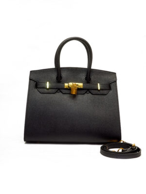 BLACK WBK30 SAFFIANO LEATHER BUCKLE DETAIL GRAB HANDLE TOTE