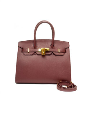 PLUM WBK30 SAFFIANO LEATHER BUCKLE DETAIL GRAB HANDLE TOTE