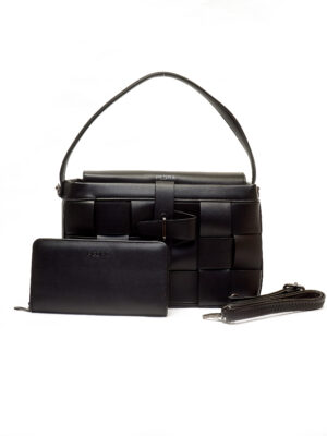 PEDRA56361 BLACK WOVEN BOX BAG
