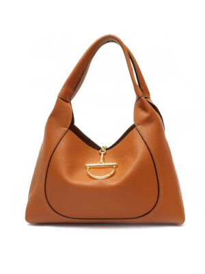 CAMEL 852 GOLD SNAFFLE LOCK DETAIL SLOUCH BAG
