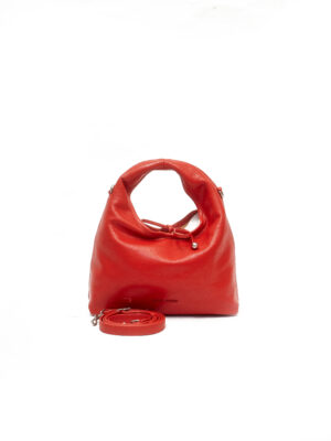 SELIN WEISS RED SMOOTH SOFT LEATHER ROUND BAG