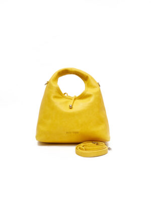 SELIN WEISS YELLOW SMOOTH SOFT LEATHER ROUND BAG
