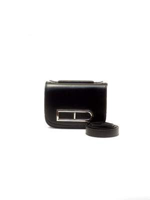 BLACK L260 SMOOTH LEATHER SILVER DETAIL STRUCTURED BAG