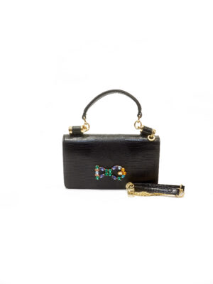 (2FOR50K)BLACK REPTILE LEATHER DG PURSE
