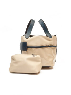 BEIGE X BLACK COLORBLOCK WITH PERSPEX DETAIL DOG CHARM BAG