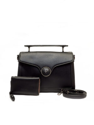 PEDRA BLACK STRUCTURED BRIEFCASE TOTE