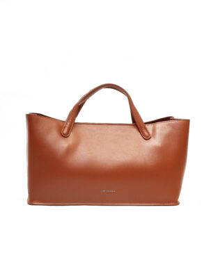CHRIS KALLA CAMEL SMOOTH LEATHER MED BOAT SHOPPER BAG
