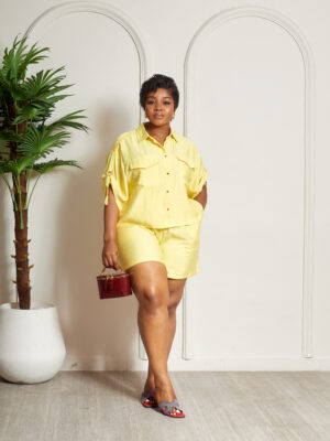 ZR YELLOW DOUBLE POCKET SHORTS SUIT SET