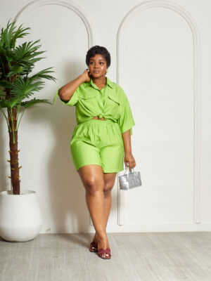 ZR OLIVE DOUBLE POCKET SHORTS SUIT SET