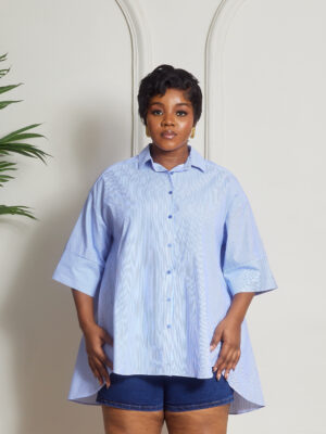 FAME BLUE STRIPE DEEPHEM LONG SHIRT