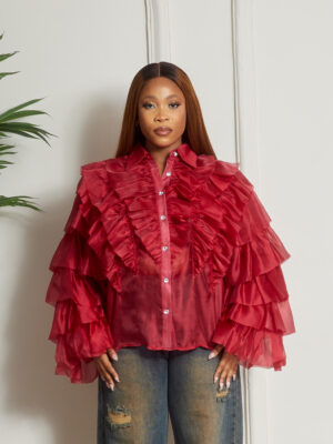 PLUM MULTIFRILL SHIRT