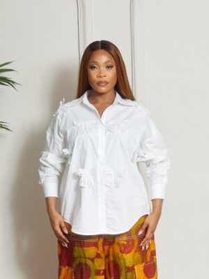 (2FOR40K)ZR WHITE BOW INSERT SHIRT