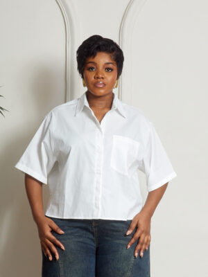 (2FOR40K)ZR WHITE ONE POCKET BOX SHIRT