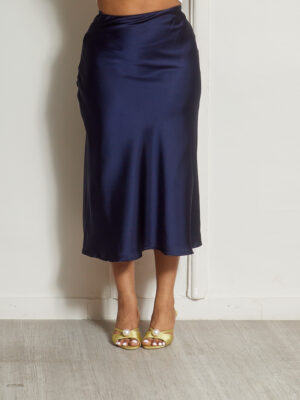 NAVY SILK SKIRT