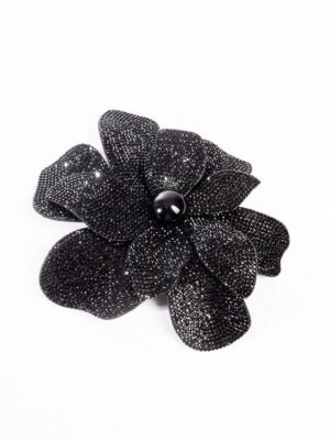 FF6424 BLACK BLOOM BROOCH/HAIR PIN