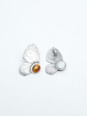 FF7149 SILVER AMBER WINGS EARRING