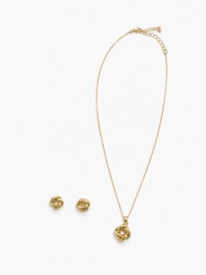 VIENNOIS T703465A GOLD CLOVER CHAIN X EARINGS SET