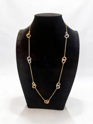 VIENNOIS T115135Q GOLD DOUBLE RINGS 3TONE LONGCHAIN