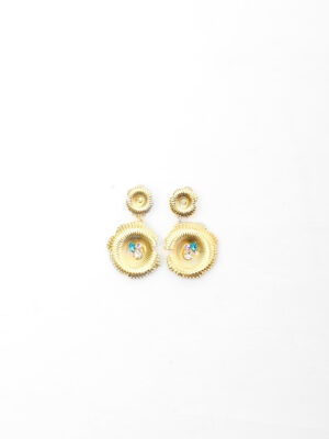 ABELLA K105367E GOLD STONE DETAIL 2CIRCLE DROP EARINGS