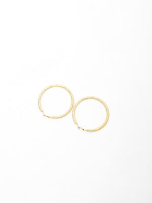 ABELLA K105506E GOLD ROUGH TEXTURED LARGE HOOPS