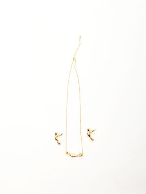 VIENNOIS T114939A GOLD BAMBOO CHAIN X EARINGS SET