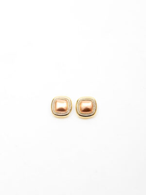 VIENNOIS T705636E GOLD X ROSE FLUTED SQUARE EARINGS