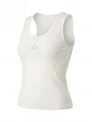 CREAM ALO RIB BONE TANK TOP