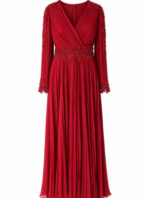 ELYS RED INTROPLEATED EMBELLISHED DETAIL