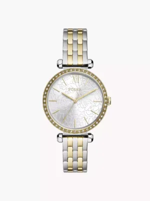 FOSSIL BQ3962 2TONE DIAMANTE ROUND MOSAIC FACE CHAIN WATCH