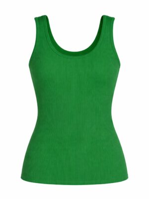GREEN KNIT RIB BONE CAMI