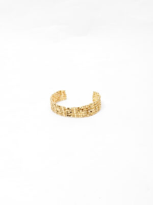 JIN GOLD SMOOTH X DIAMOND CUT ON MULTILAYER BANGLE