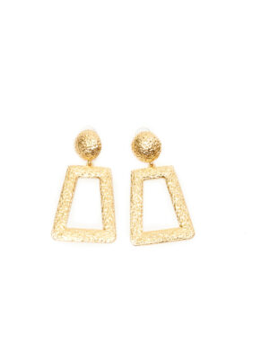 JIN GOLD TEXTCOATED SLANTY SQUARE ON STUD EARINGS