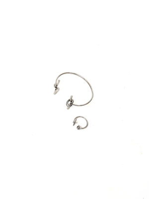 JIN SILVER KNOTTED BOW RING X BANGLE SET