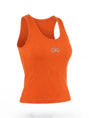 ORANGE ALO RIB BONE TANK TOP
