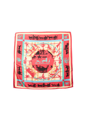 PINK X BLACK HORSE CARRIAGE PRINT SCARF