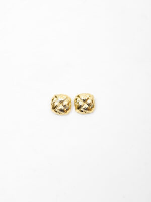 VIENNOIS 4GB2E GOLD QUILTED STUD EARINGS