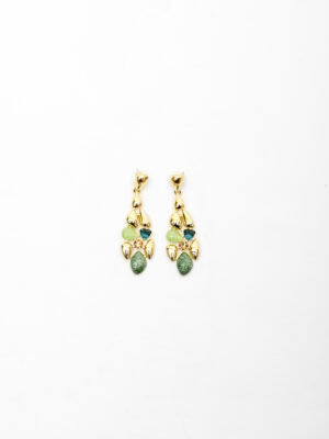 VIENNOIS 5BF21 GOLD PANEL X STONES DROP EARINGS
