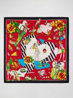 BLACK X RED GOLF GIRL PRINT SCARF
