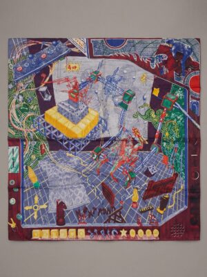 BLUE ROBOTS ON HORSE PRINT SCARF