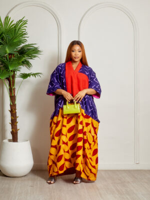 SASHES X HIDES RED PATCH ADIRE LAGOS CAFTAN