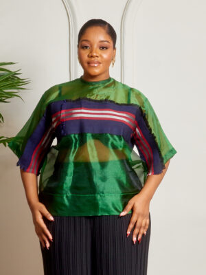 SASHES X HIDES GREEN ORGANZA WITH ASOOKE LINE BOX TOP