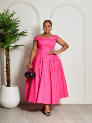 SASHES X HIDES MAGENTA COLD SHOULDER DOLL DRESS